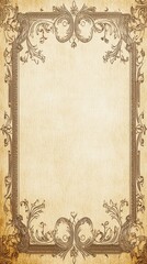 Intricate Nostalgia: Vintage Papyrus Paper Frame with Ornate Border Designs for Artistic Craftsmanship