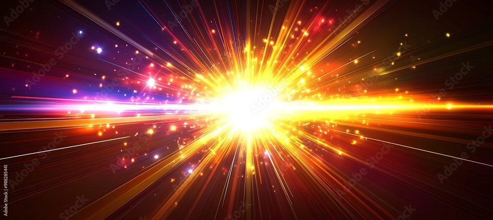 Poster a dynamic abstract energy burst with a spacious area for text.