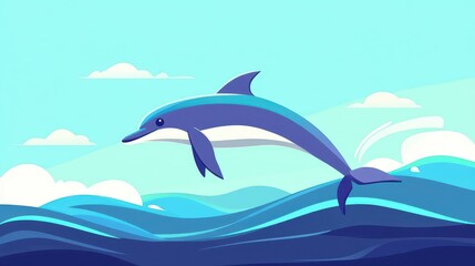 Delight in the elegance of a dolphin in motion, captured in vibrant vector art that celebrates minimalistic beauty.