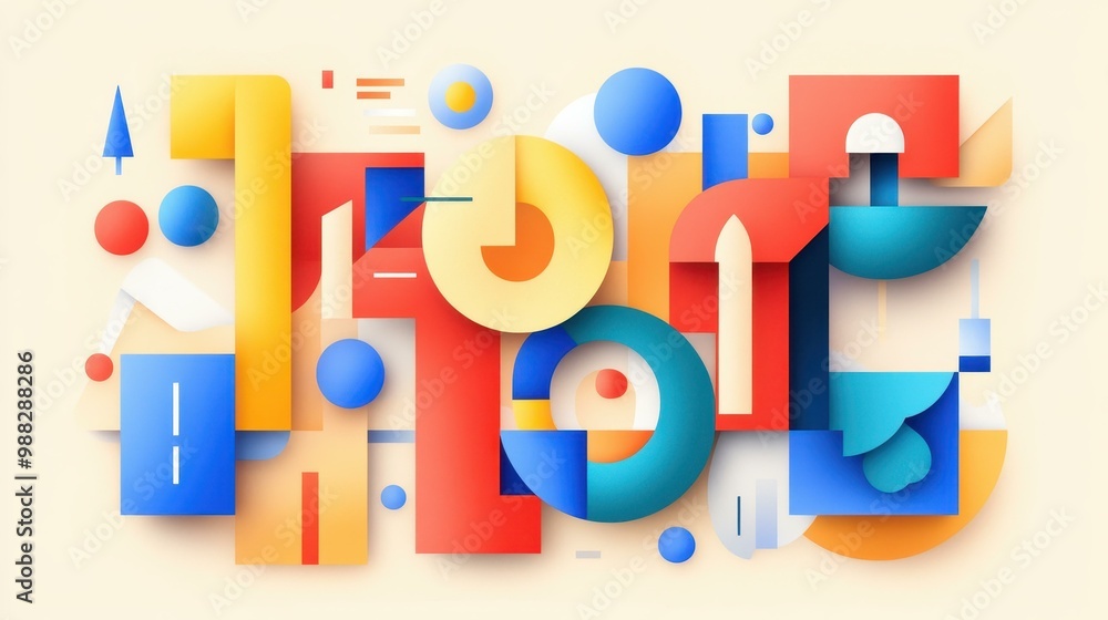 Poster bright and playful blocks with letters and numbers in a fun, modern style make learning visually exc