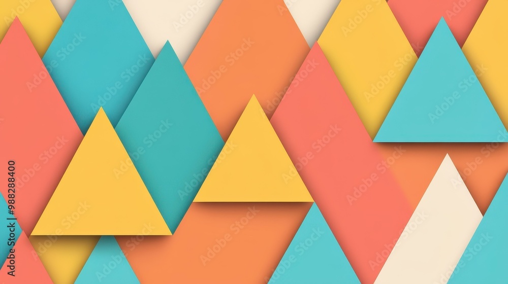 Poster bright abstract triangles merge in a vibrant flat design, showcasing refreshing textures and modern 