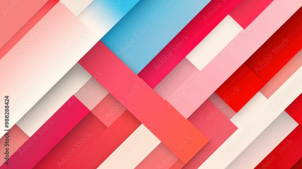 Poster a vivid red backdrop adorned with playful abstract shapes, merging modern style and textured cartoon