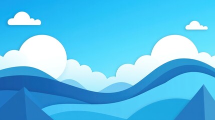 A striking blue abstract backdrop adorned with whimsical cloud patterns, perfect for creative projects and layouts.