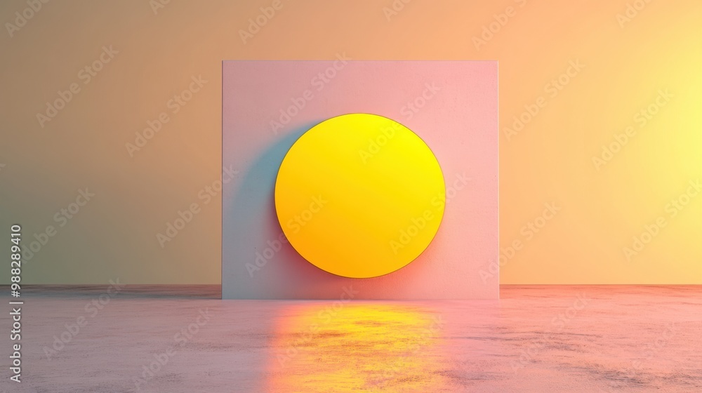 Poster minimalist abstraction - geometric shape in vast white space with visual focus