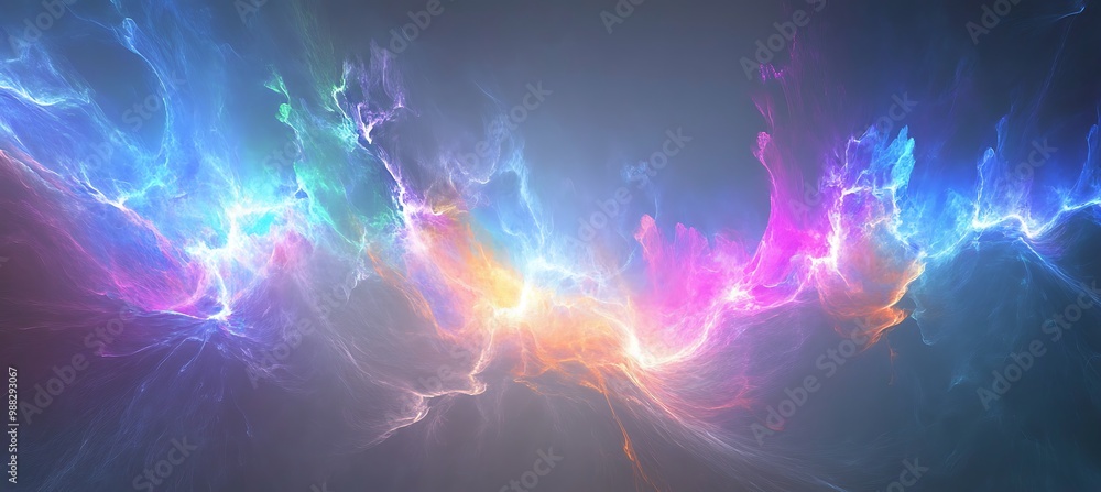 Poster a dynamic, abstract fractal pattern with a large area for text
