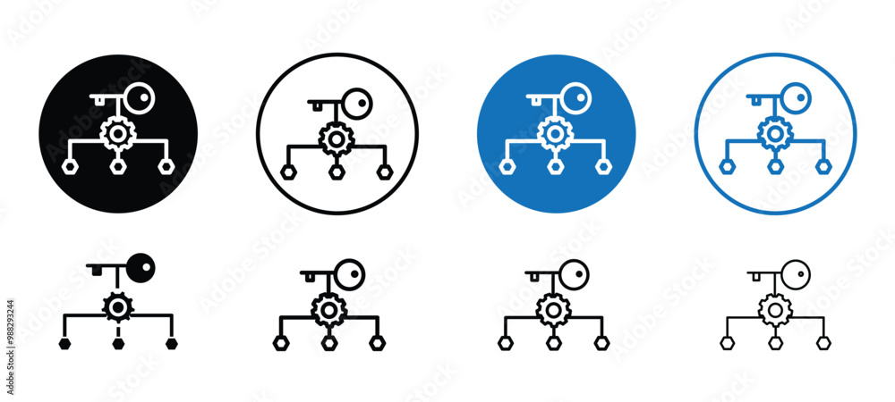 Poster a set of key factor icons, each with a different color, are shown in a grid, key factor icons set, e