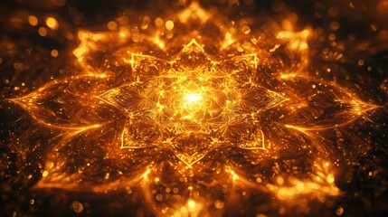 Glowing mandala design surrounded by soft ethereal light, representing spiritual balance and the unity of mind, body, and soul