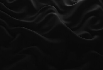 Obraz premium Black textures wallpaper. Abstract background silk, smooth, waves pattern. Modern clean minimal backdrop design
