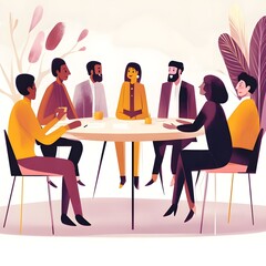 Group of people talking in a room