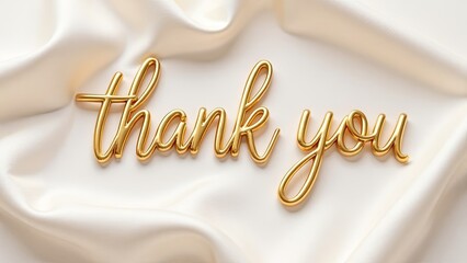 luxury Thank you poster with golden text on silk background. Grattitude in business, event invitations, personal thank you notes