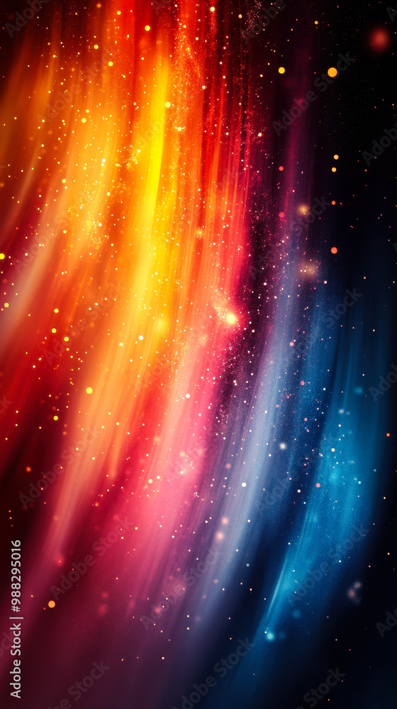 Poster vibrant abstract rainbow background with colorful flowing lights and sparkles