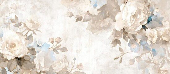 Floral painting illustration on a textured light concrete backdrop Suitable for various design styles such as modern classic baroque and rococo in interior projects wallpapers and decor items