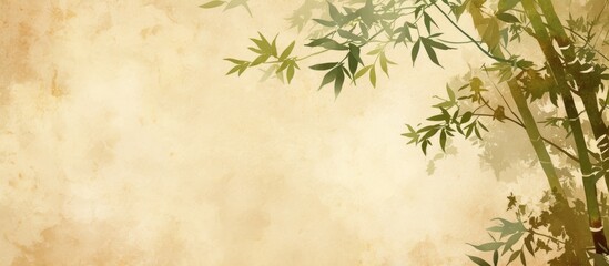 Bamboo artwork on a decorative background Graphic botanical elements on a textured wall Ideal for wallpaper murals and card designs
