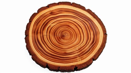 Fototapeta premium Explore the intricate details of a tree trunk cross section against a clean background, showcasing natural beauty and texture.