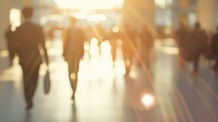 A group of businessmen in suits walking through a modern enterprise class office building entrance