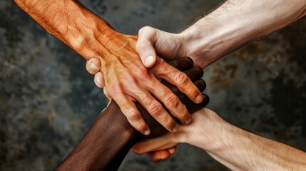 Partnership and unity represented by a diverse multiethnic team