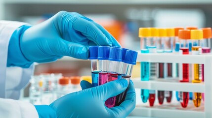 Scientific research in medicine depicted by a doctor holding test tubes in a laboratory