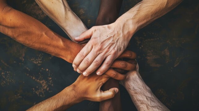 Partnership and unity represented by a diverse multiethnic team