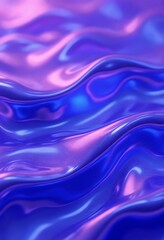 Obraz premium Abstract background 3D, shiny plastic waves with purple blue textures and lights interesting lustrous liquid wavy texture
