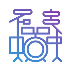 Drum gradient icons. can be for musical, lifestyle and equipment. editable stroke, suitable for websites, UI and interfaces.