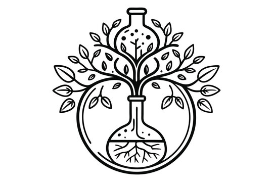 recommend clip art: Potion tree line art Logo design A.eps