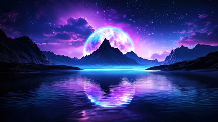 Enchanting Fantasy Landscape with Ethereal Mountainscape and Glowing River