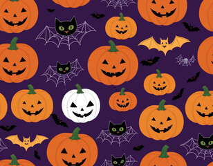 Halloween Pumpkins and Bats Pattern