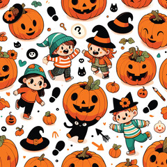 Naklejka premium Adobe Illustrator Artwork playful Halloween vector illustration on a clean white background