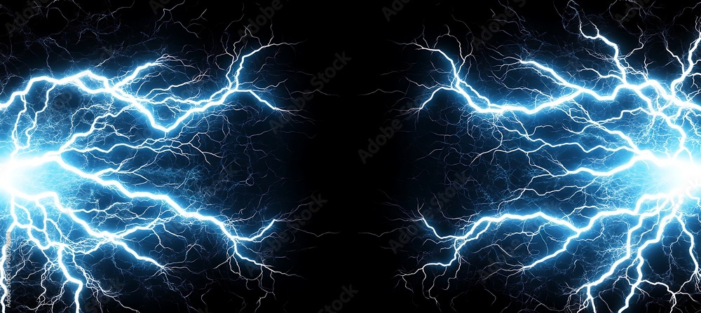 Poster a dynamic, abstract lightning strike pattern with a large area for text