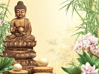 Buddha purnima vesak background with copy space for
