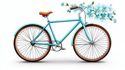 Fototapeta premium Enchanting Vintage Bicycle With Blooming Flowers in Watercolor