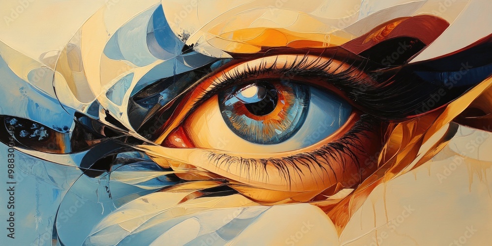 Aufkleber abstract painting featuring a captivating eye design in a three dimensional rendering