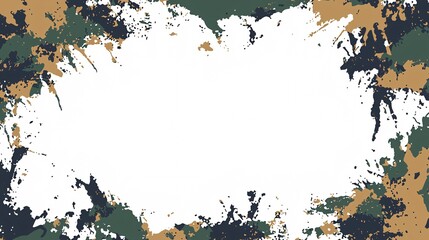 A military-inspired poster template featuring a camouflage design and generous areas for text and graphics against a clean white backdrop.