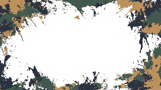 A military-inspired poster template featuring a camouflage design and generous areas for text and graphics against a clean white backdrop.