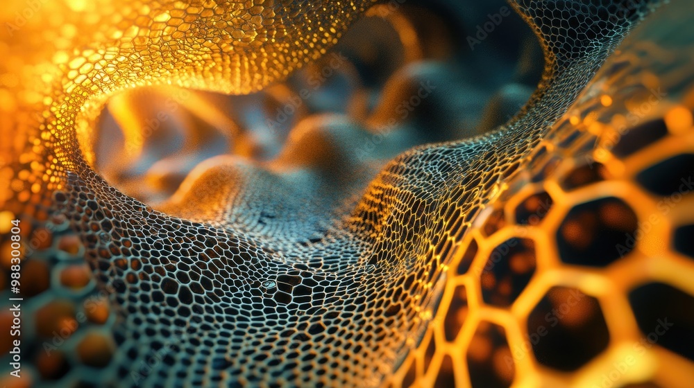 Poster abstract bee hive backdrop featuring a hexagonal texture geometric fractal design in a fantasy digit