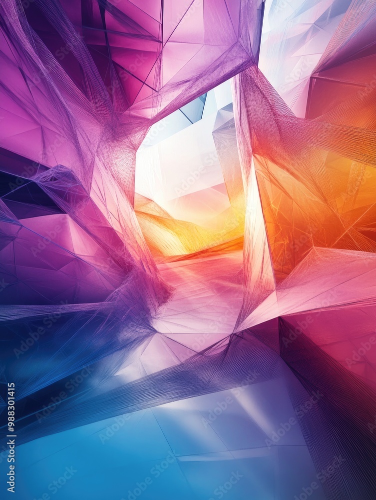 Poster abstract geometric high tech background with a fantasy 3d render
