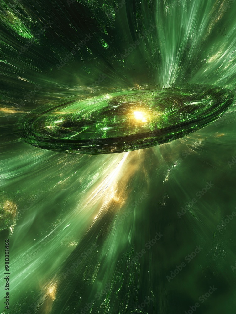 Poster green blurred fractal background featuring a ufo abstract fantasy texture created through digital ar