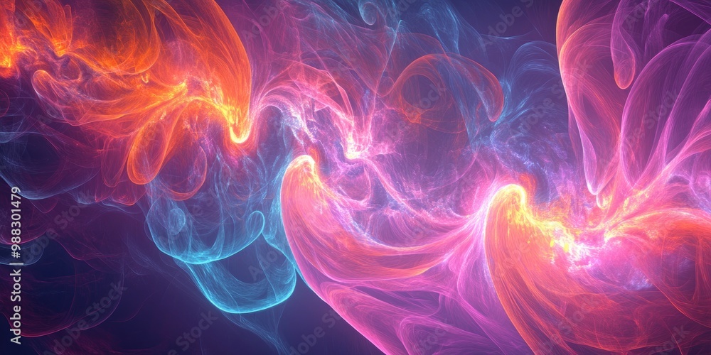 Poster fantasy abstract fractal backdrop featuring luminous effects for use in design projects