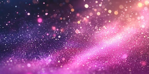 Abstract pink and violet glittering particles background featuring twinkling stars and shimmering dust creating a luxurious template for premium products with a cosmic light effect