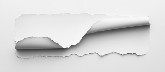 Torn And Rolled White Paper Sheet With Curling Edge Isolated On Blank
