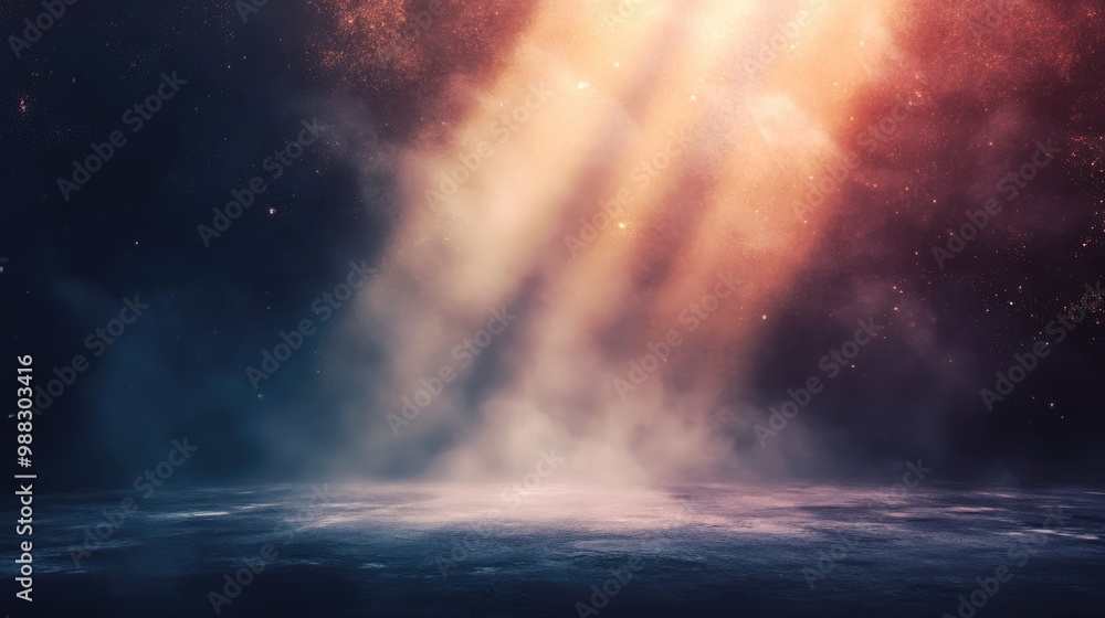 Poster desolate dark room with fog and light beams captured in ai dark background with dust particles and r