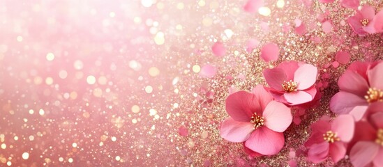 Rose Pink Gold Glitter Bokeh Background Wall Art Poster Romantic Abstract Floral Canvas Cards Invitations 3D Wallpaper Banner Faux Display Background