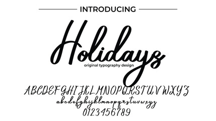 Holidays Font Stylish brush painted an uppercase vector letters, alphabet, typeface