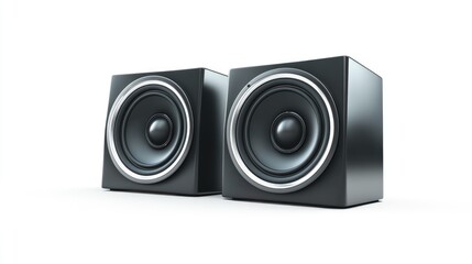 Obraz premium Two audio speakers isolated on a white background