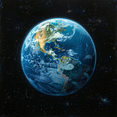 Fototapeta premium Planet Earth view in space on a dark background