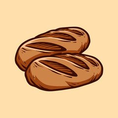 bread line art style sketch classic vintage design illustration