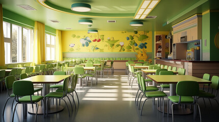 Cafeteria for kindergarten school.
