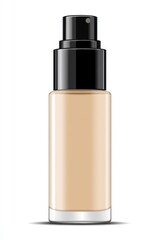 Elegant Cosmetic Foundation Bottle with Pump Dispenser on White Background