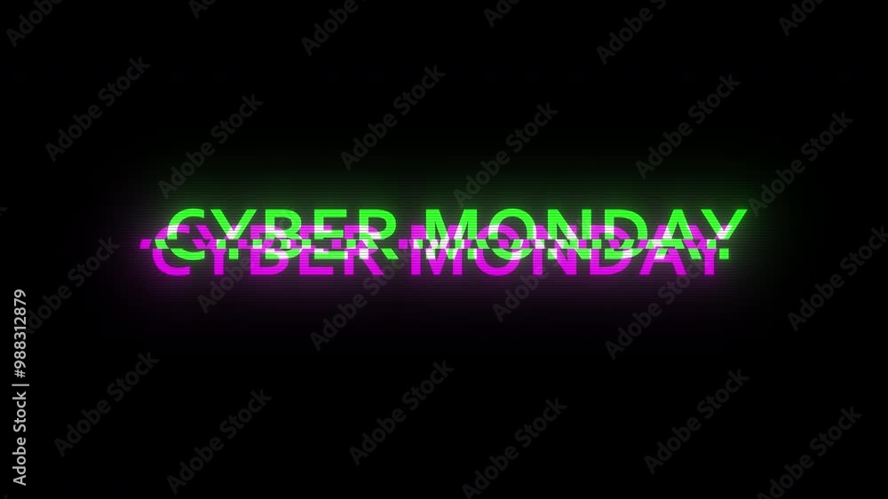 Poster cyber monday animation with a glitch effect and digital distortion. features a cyberpunk style, idea