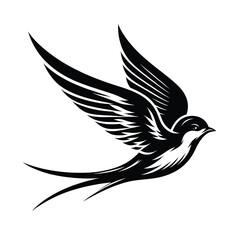 Fototapeta premium Elegant Black and White Swallow Bird Illustration Vector Graphic Design